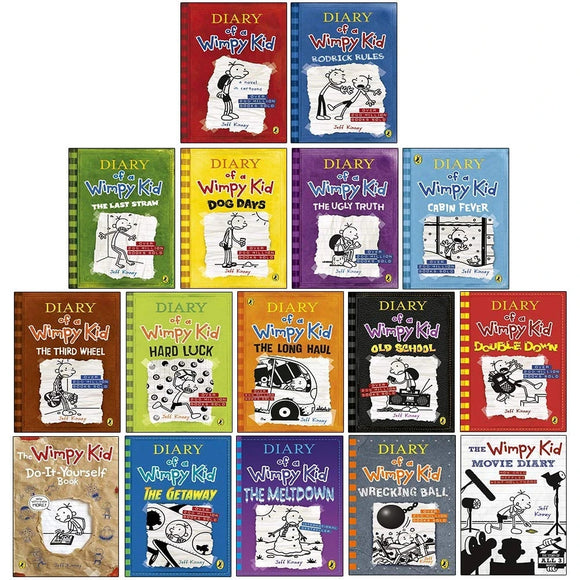 Diary Of A Wimpy Kid【16 volumes in box】Children's literature comics, Jeff Kinney classic children's literature